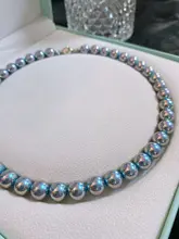 シルバーとブルーのバラデザイン パールネックレス【925スターリングシルバー・ロック付き・女性用】