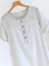 シンプルデザインのコットンガーゼ女性用ルームワンピース【夏用・短袖・軽量】