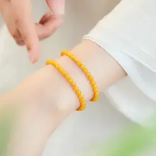 天然素材の蜜蝋ブレスレット【女性用・琥珀・イエローオニキス・南紅石使用】