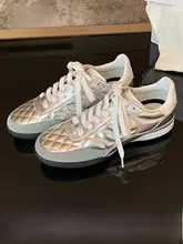 牛革製 厚底カジュアルスニーカー【菱形デザイン・女性用・デザインシューズ】