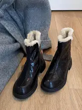 牛革製 厚底雪用ブーツ【暖かいファー付き・ショートタイプ】