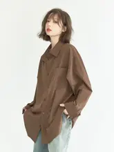 春用のカジュアル長袖シャツ【無地・ゆったりフィット・女性用】
