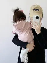 かわいい赤ちゃん用ロンパース【春秋用・フード付き・サクランボ柄・長袖】