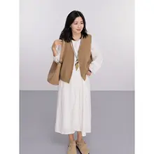 小柄向けVネックニットベストカーディガン【レディース・無地・アウター】