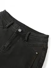 暖かくて柔らかい梨型デザインのデニムテーパードパンツ