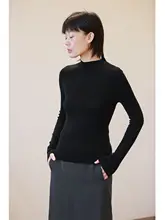 極上の柔らかさ メリノウール製 ハイネック長袖ニットトップス【女性用・シームレス】（セットアップ対応）