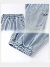 男児・女児用デニムパンツ【夏用・ストレッチ・ルーズフィット・薄い青】