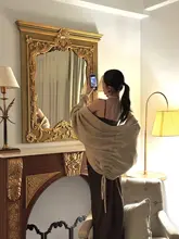 春用 ゆったりとした杏色ニットカーディガン【ケーブルニットデザイン・レトロスタイル】