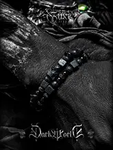 GUXI オリジナルデザイン 黒曜石ブレスレット【男性用・火山石ビーズ・レトロスタイル】