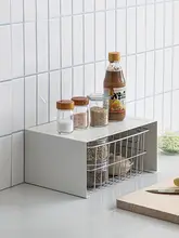 スチール製 キッチン用調味料ラック【デスクトップ収納・U字型仕切り・皿とボウル用】