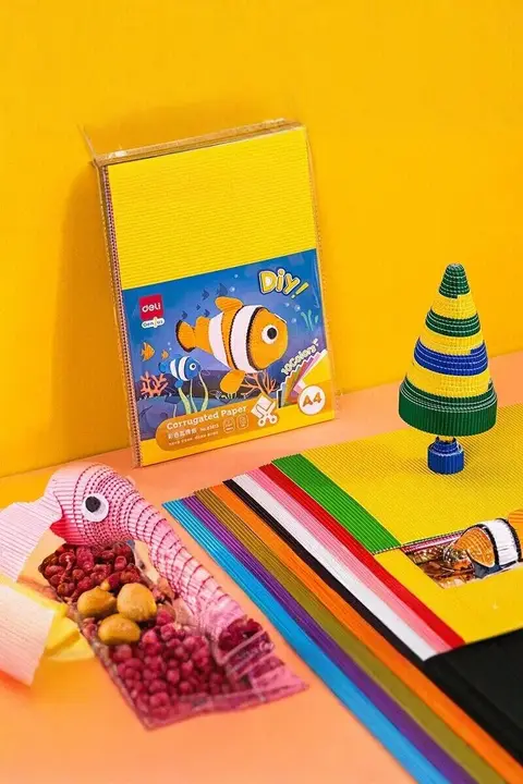カラフルな波形工作用紙【DIY手作り・子供向け・多色・折り紙素材】（セットアップ対応）