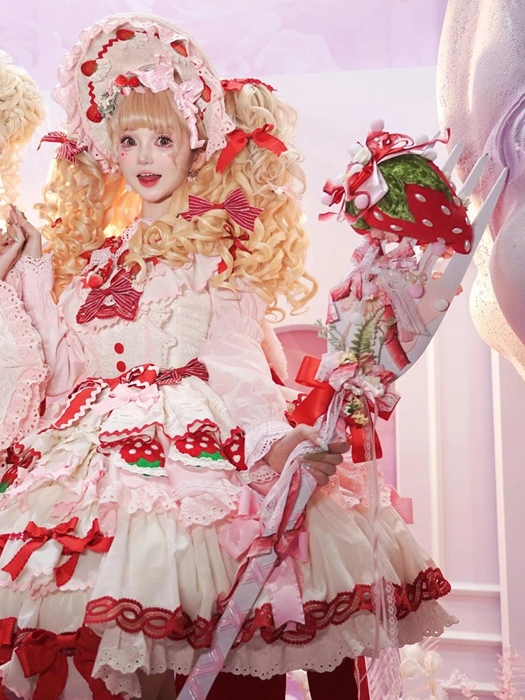 大きなストロベリーフォーク【六芒星デザイン・ロリータ風・可愛い撮影用】 