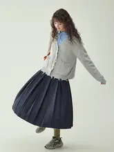 北島AMUU オリジナル Vネックウールニットカーディガン【秋冬用・レディース・シングルボタン・穴あけデザイン】