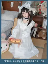 白色レース付きロリータスタイルワンピース【リボン装飾・プリンセスデザイン・外出用・家着OK】