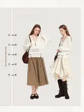 大きなVネック透かしデザインのバットウィングスリーブトップス【春用・カラーブロック・ファッション】