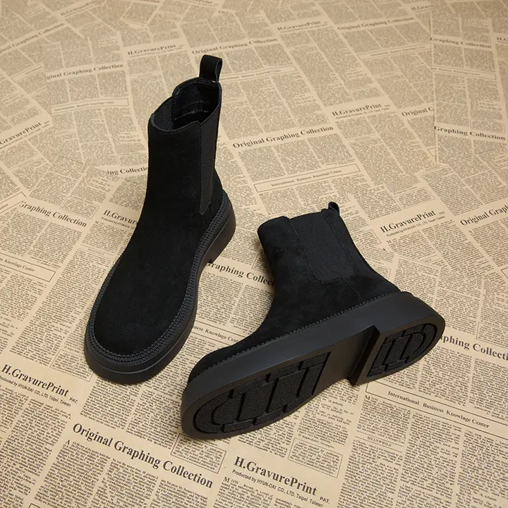 女性用 本革切尔シーブーツ【厚底・ファッショナブル・スエード調】