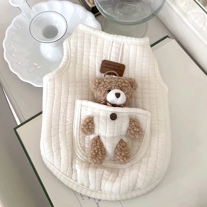 ペット コットンウェア 引き绳付き 犬服 冬：秋冬散歩に最適な通気性と保温性を備えた棉製ジャケット