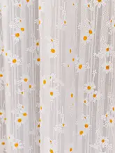 穴あけ不要の花柄カモミール柄カーテン【仕切り用・半間用・布製・防塵・装飾】