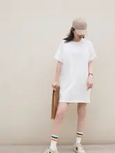 殳十 オリジナルデザイン Tシャツワンピース【コットン・ゆったり・ラウンドネック・ショートスリーブ・大きいサイズ】