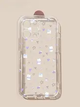 OPPO A3対応 紫色ハートデザイン小犬スマホケース【全包・ソフトシリコン・耐衝撃】