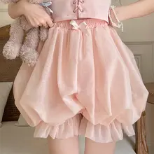 ロリータ風パンプキンパンツ【透明な生地・ショートレギンス・防透け対応】