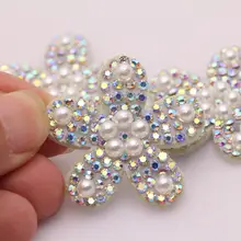 パールフラワーABカラーダイヤモンド布製装飾パッチ【DIY衣類や靴、バッグ用】