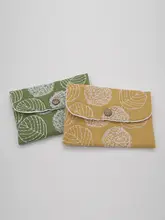 刺繍入りミニ折り畳みコインパース【超薄型・二重層・女性用・スクエアデザイン】