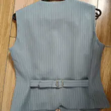 ストライプデザインの女性用ビスチェとワイドパンツ【カジュアル通勤・春夏用】（セットアップ対応）