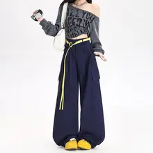 アメリカンスタイルのワイドレッグカーゴパンツ【秋春向け・フィット・クールデザイン】