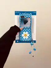 かわいい猫耳デザインのスマートフォンケース【フラワープリント・持ち手付き】