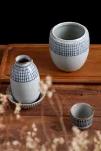 竹節デザインの陶器製清酒壺【おしゃれでレトロな食器・飲み物用】