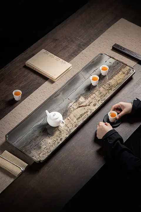 天然石製 高級茶盤【モダンデザイン・禅スタイル・オフィス用】