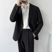 韓国風 ゆったりシングルボタン西洋スーツジャケット【ビジネス・カジュアル・二重構成】（セット アップ対応）