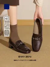 レトロなイギリス風の通勤用ローヒールシューズ【女性用・スリップオンスタイル】