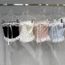 リボン付きレースエッジのカシュクールタンクトップ【女性用・ウエストマークデザイン】