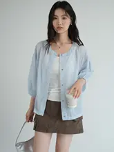 涼感薄手コート【大きいサイズ・七分袖・ラウンドネック・女性用】