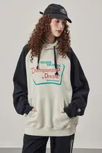 秋冬用 浅杏色フード付きスウェットパーカー【レトロデザイン・肩掛けスタイル・極上の柔らかさ】