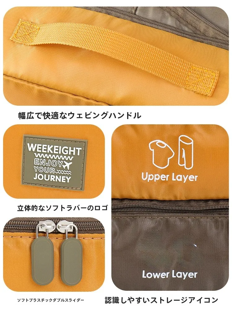 旅行用衣類収納袋：二層圧縮設計でスーツケース内の整理を徹底