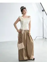 デザイン性のあるドレープ感のあるスーツ長パンツ【大きいサイズ・カジュアル】