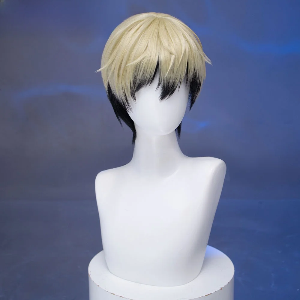 コスプレ用 フェードグラデーションショートウィッグ：おでこ狭い丸顔や前髪短いショートヘアに最適な禪院直也風スタイル