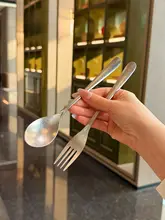 純チタン製 スプーン＆フォークセット【防錆・アウトドア用・便利な食器】（セットアップ対応）