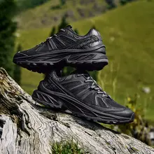 ERKE アウトドア登山シューズ【通気性・ブラック・メンズ・軽量デザイン】