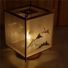 忘忧山デザイン 鶴刺繍入り宮灯スタイル ベッドサイドランプ【おしゃれな提灯・寝室用】
