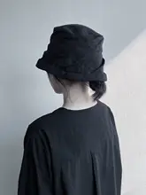 重ね皺のコットンリネン製フィッシャーハット【ダークカラー・男女兼用】