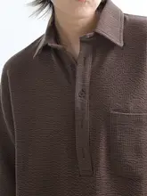 男女兼用 オーバーサイズ 無地短袖ポロシャツ【肌理のある柔らかな質感】