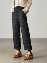 冬用おしゃれなゆったりフィットの軽量キルティングストレートパンツ【保温・極上の柔らかさ】