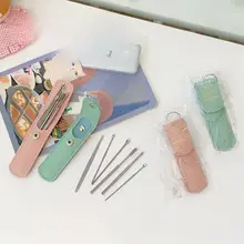 携帯用ステンレス耳掻きクリーニング用具【六点セット（セットアップ対応）】
