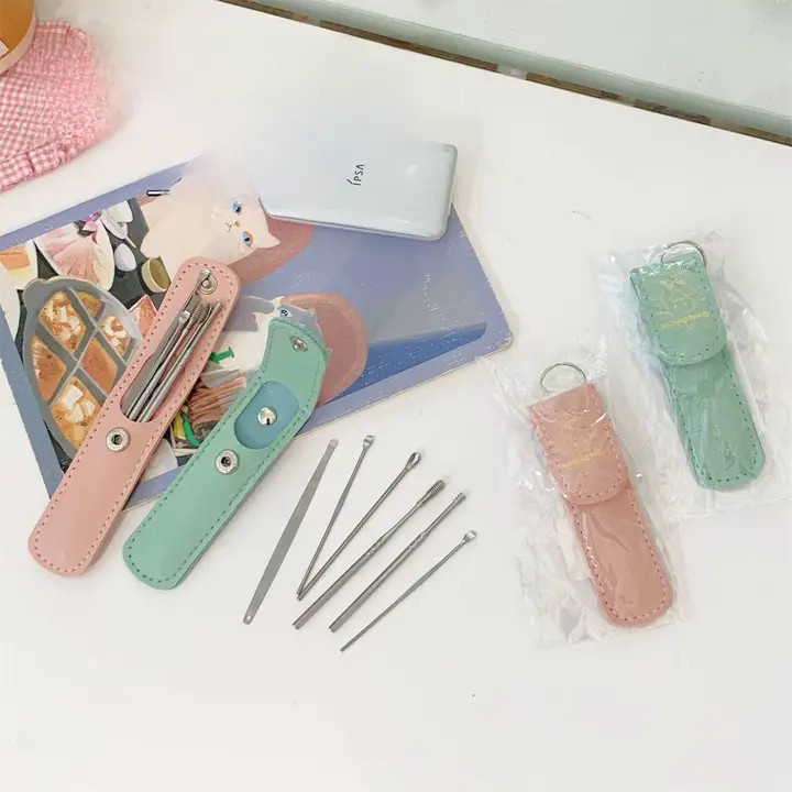 携帯用ステンレス耳掻きクリーニング用具【六点セット（セットアップ対応）】