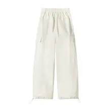 XinmonLee レディース カーキ色ワイドレッグパンツ【春秋用・高腰・ゆったり・】