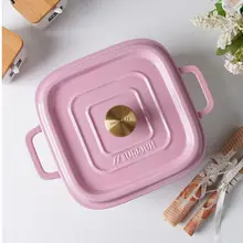 厚手エナメル製角型鍋【ダブルハンドル・煮込み鍋・火鍋・大容量】